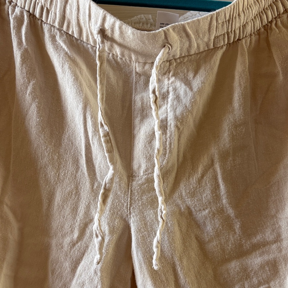 Old Navy Cream Wide Leg Pants linen material - Picture 2 of 8